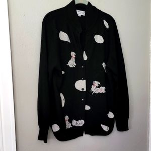 VINTAGE Morino 100% Cashmere Sweater Cardigan  Dogs 🐕  Size 40 Man woman 👨‍👩‍
